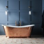 The Hammered Copper Wye cast iron bateau bath tub
