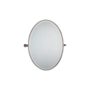 Oval Tilt Mirror in polished nickel finish cut out image on the white background,