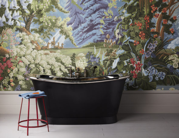 The Tyne bath with black exterior and nickel interior