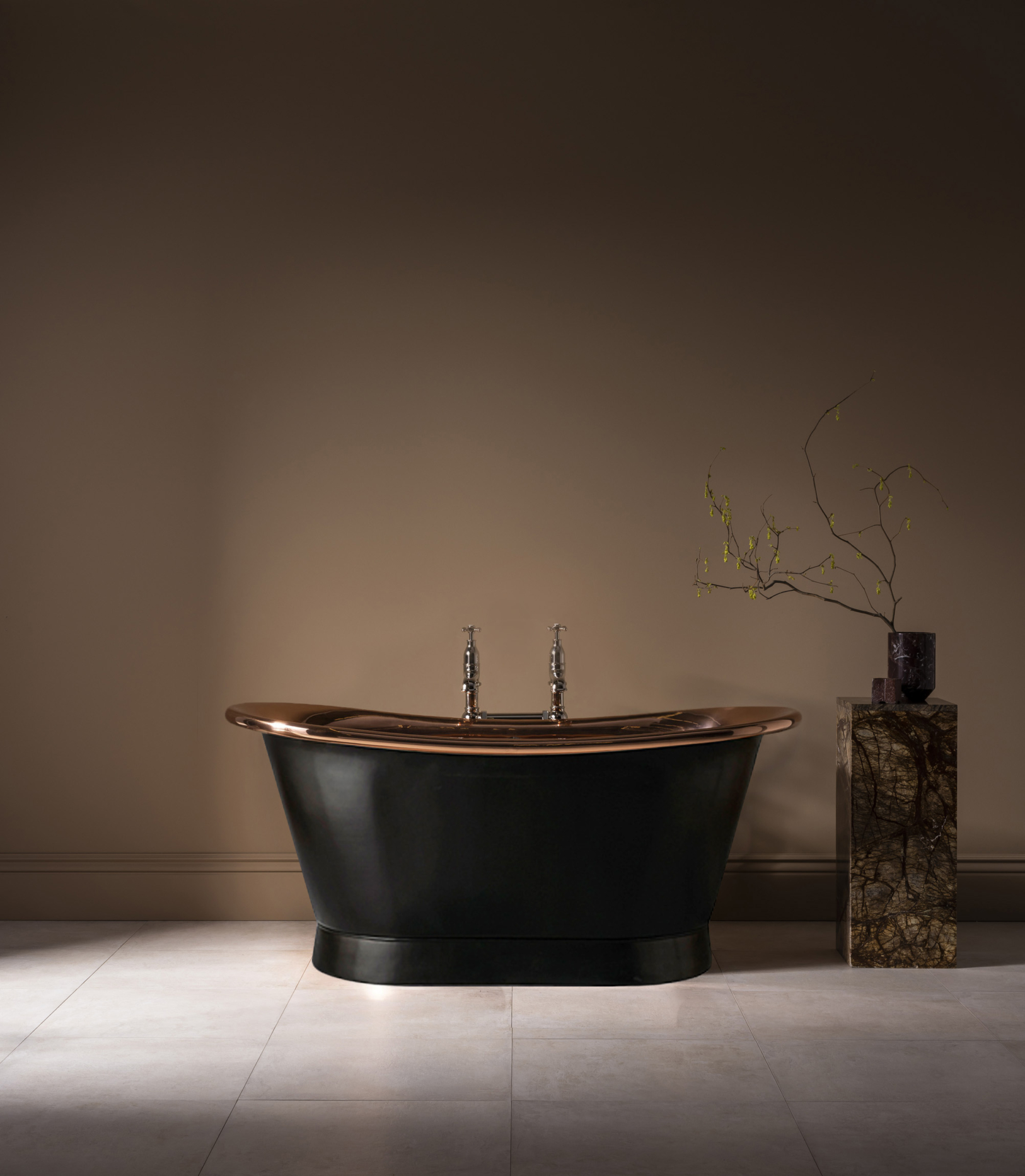 The Tyne Copper Bath Tub With Painted Exterior