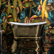 The Hammered Brass Wye Bateau Cast Iron Bath Tub