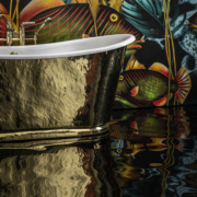 The Hammered Brass Usk Bateau Cast Iron Bath Tub