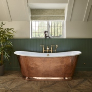 The Hammered Copper Wye Bateau Cast Iron Bath Tub