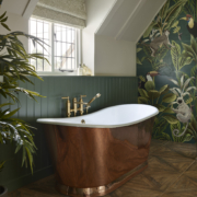 The Hammered Copper Wye Bateau Cast Iron Bath Tub